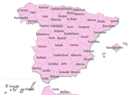 SPANISCHELANDSKARTE- MAPA DE ESPAÑA - MAP OF SPAIN - CARTE D´ESPAGNE - MAPA HISZPANII